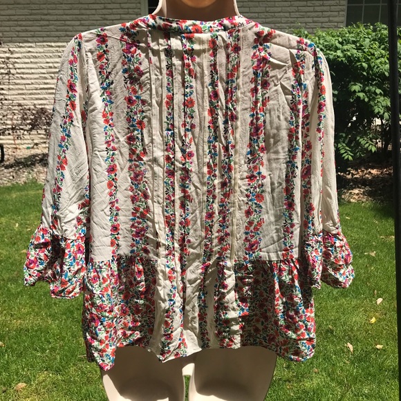 Anthropologie Maeve Flowy 3/4 Sleeve Top EUC  Size 8 - Picture 7 of 8